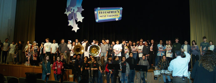 Bloomfield High School students sign AP pledge. 